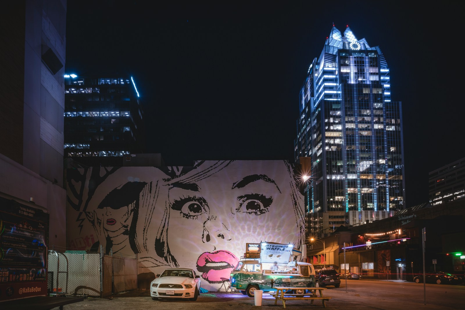 Austin street mural and neighborhood scene